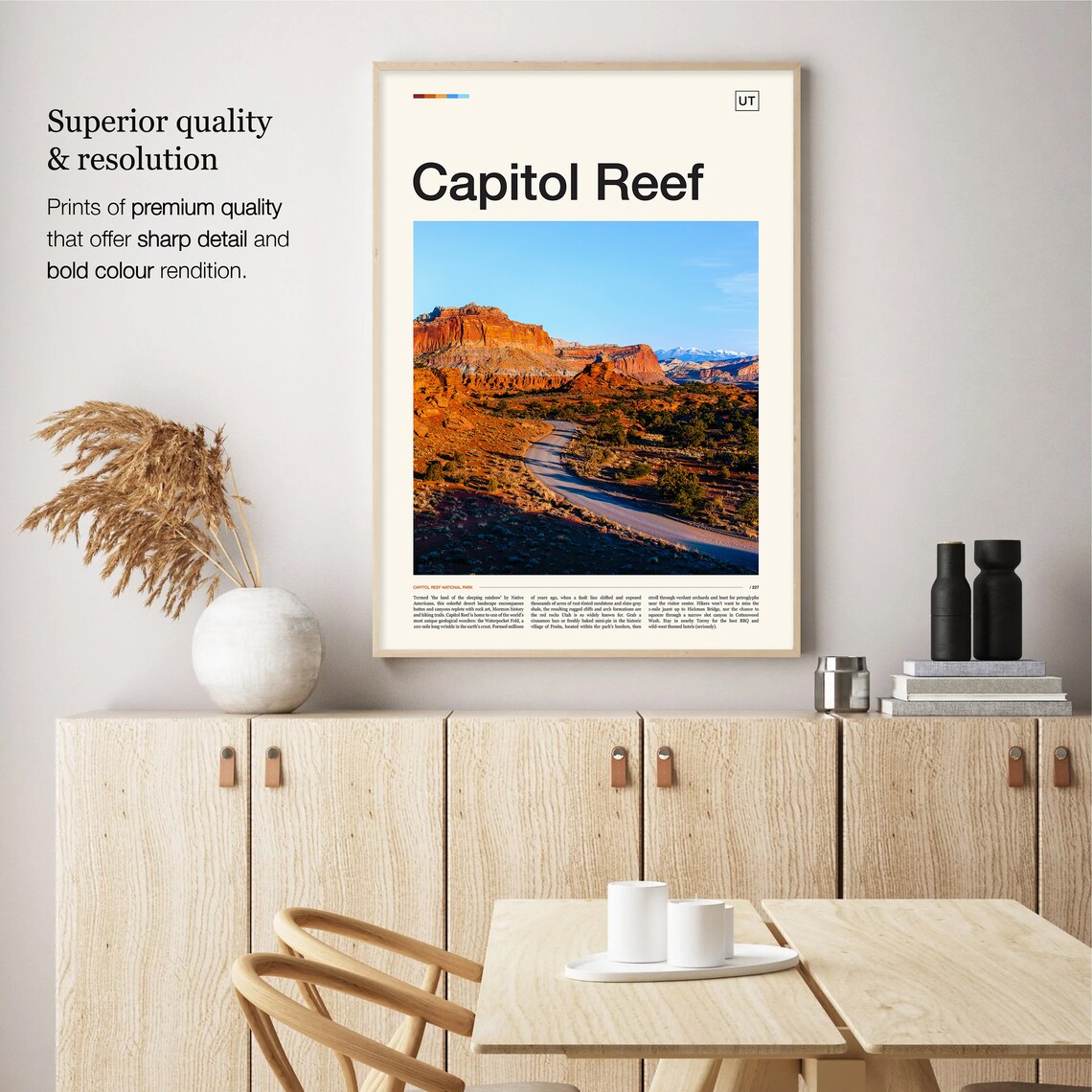 Capitol Reef National Park Utah Red Rock Desert Road Photo Travel Poster - Image 2