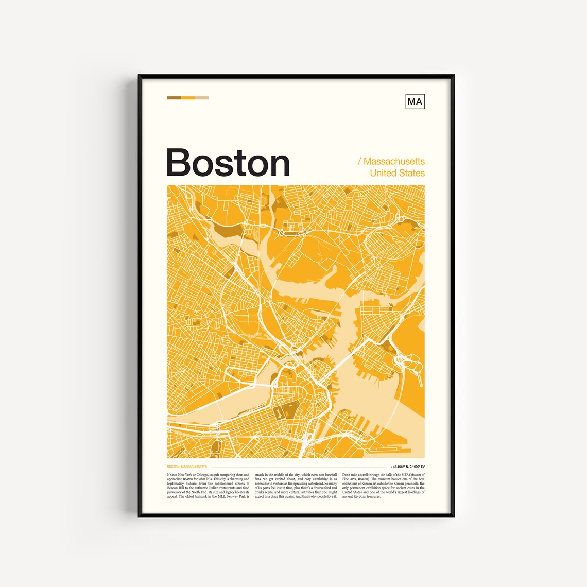 Boston Map Print, Boston Travel Poster