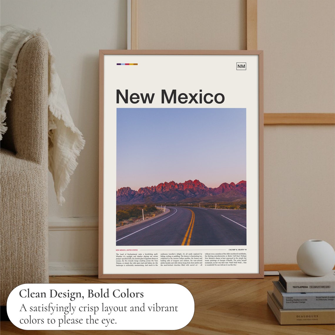 New Mexico United States Desert Highway Red Mountains Dusk Poster - Image 3