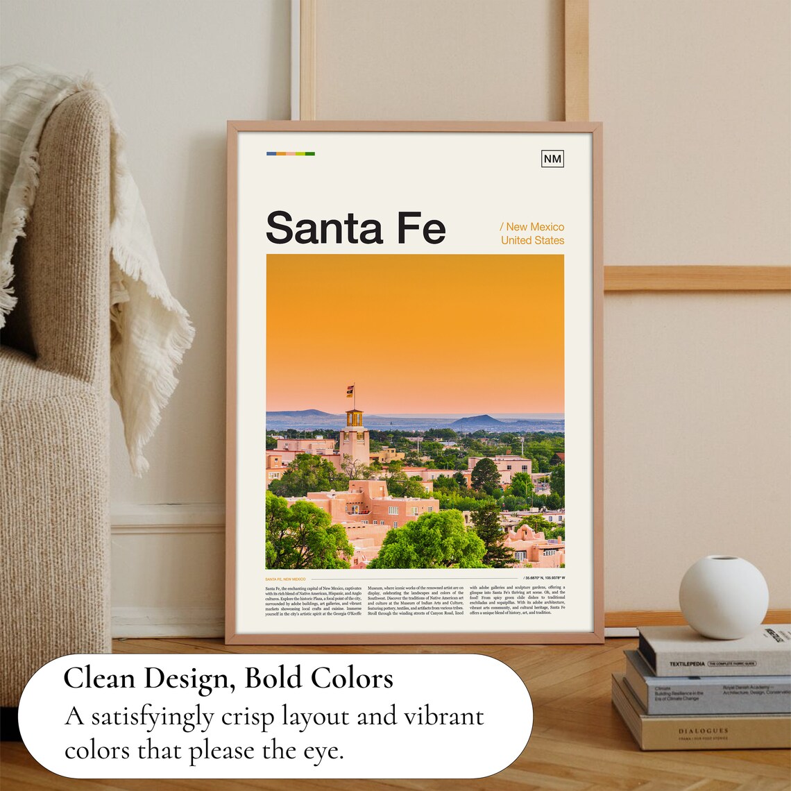Santa Fe New Mexico Travel Poster, Office Decor - Image 3