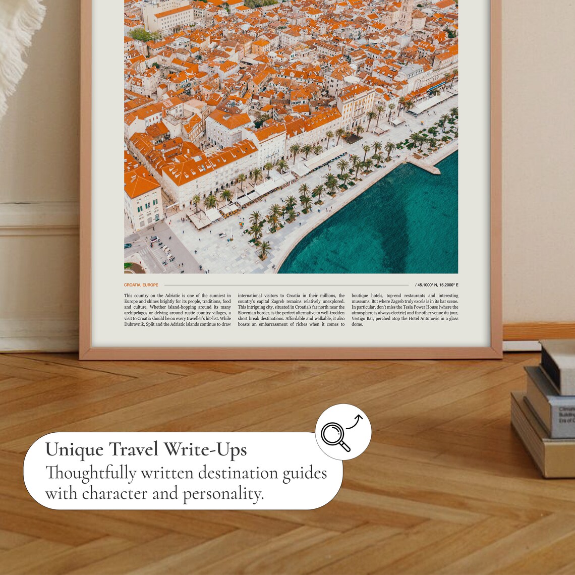 Croatia Europe Red Roofed Coastal Old Town Aerial View Poster - Image 2