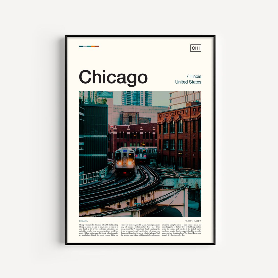 Chicago Travel Poster, City Art Print