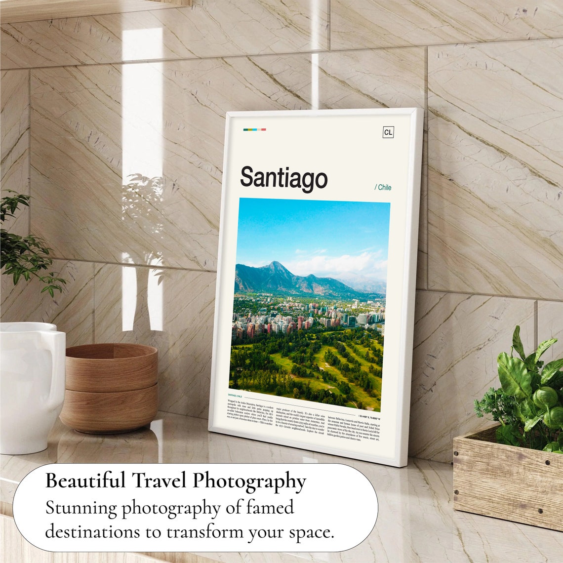 Santiago Chile Andes Mountains City Skyline Photo Travel Poster Art - Image 4