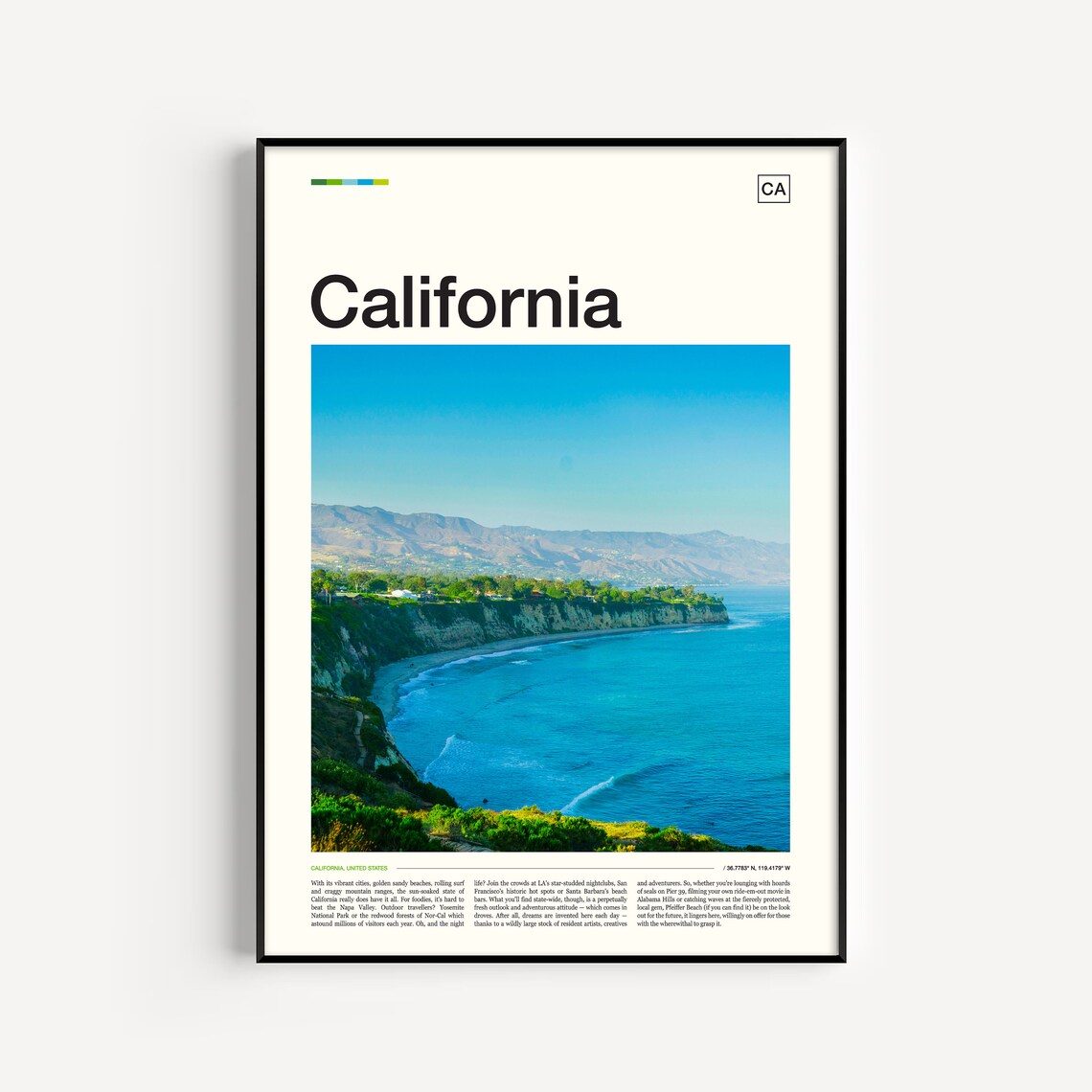 California Travel Poster, USA Travel Wall Art