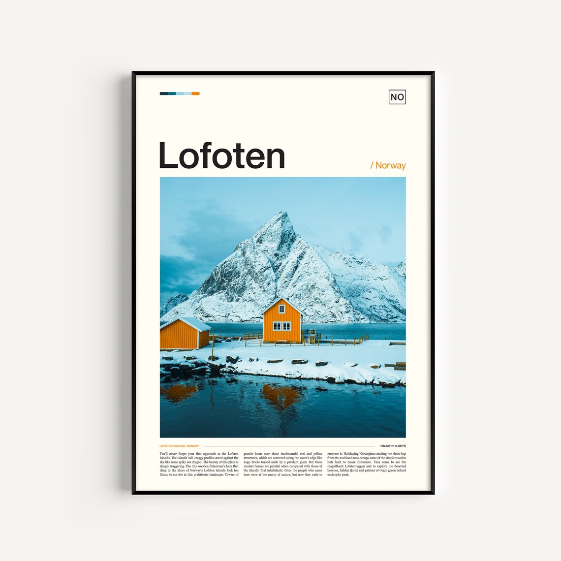 Lofoten Norway Travel Poster, Nordic Wall Art