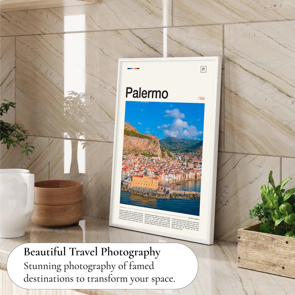 Palermo Sicily Coastal Town Cliffs Blue Sea Italy Travel Poster - Image 4