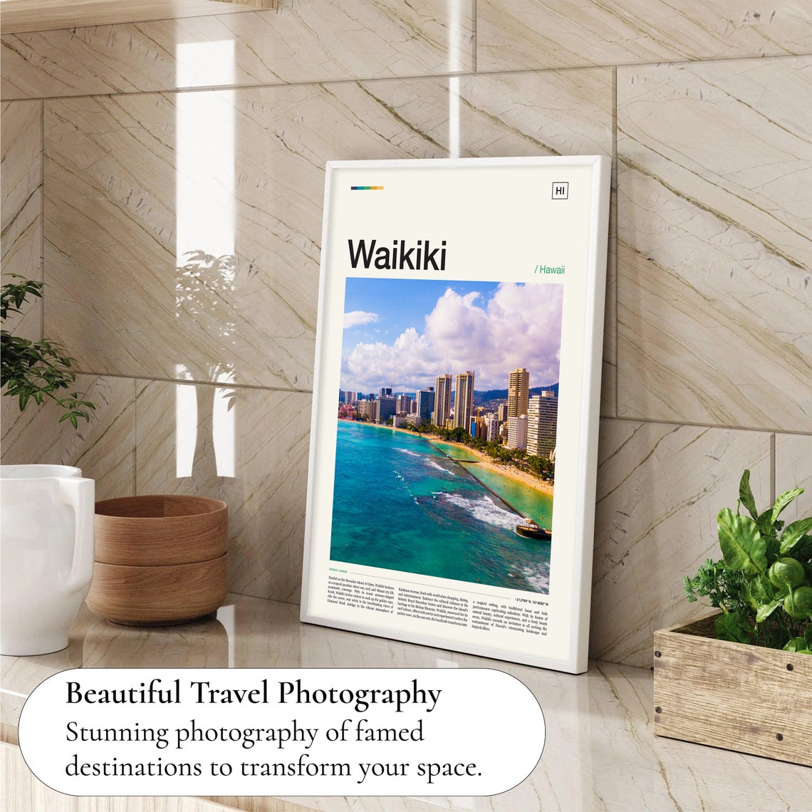 Waikiki Beach Waikiki Hawaii Hawaii Photo Hawaii Print Tiki Bar Decor Beach Print Surf Decor Waikiki Photo Hawaii Travel Poster - Image 4