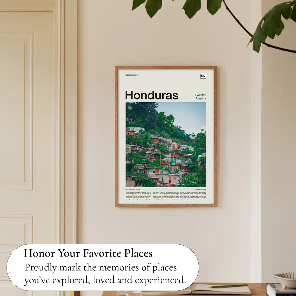 Honduras Colorful Hillside Houses Tropical Village Street Poster - Image 5