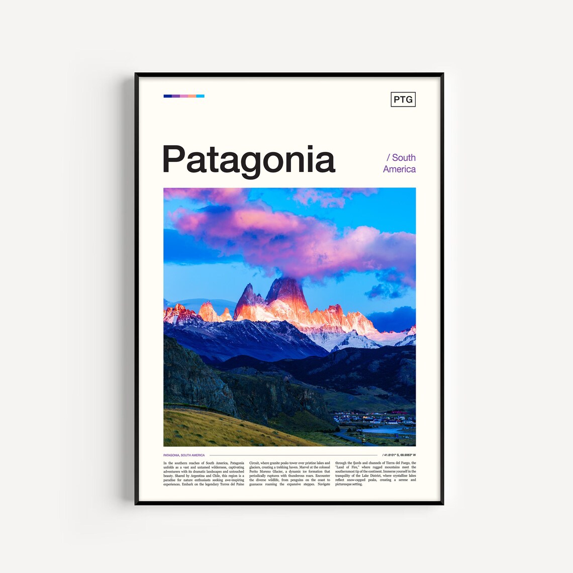 Patagonia South America Torres del Paine Mountains Photo Poster