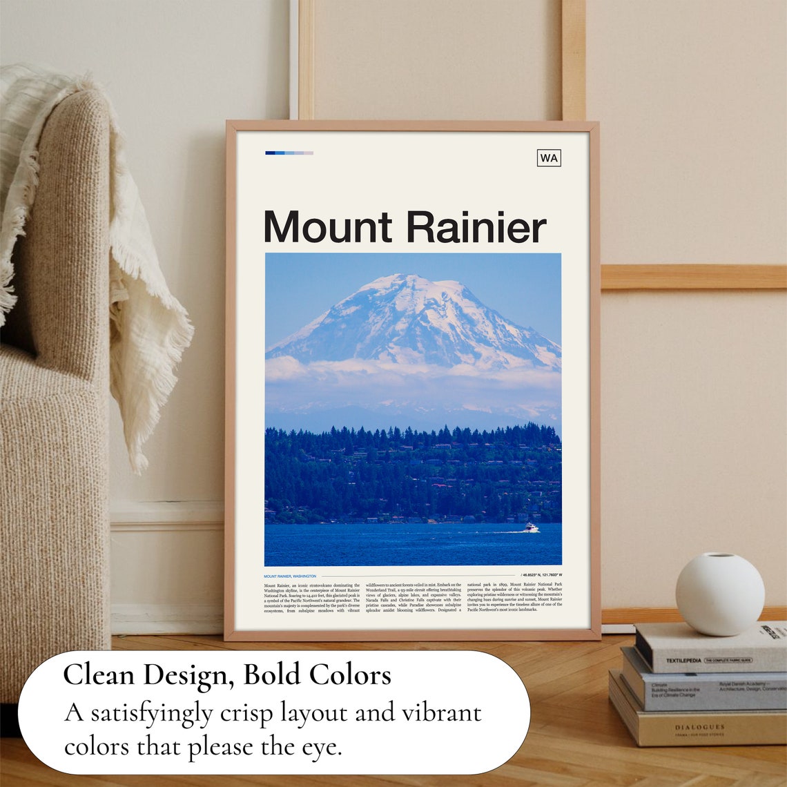 Mount Rainier Washington Snowcapped Volcano Harbor Scenic Poster - Image 3