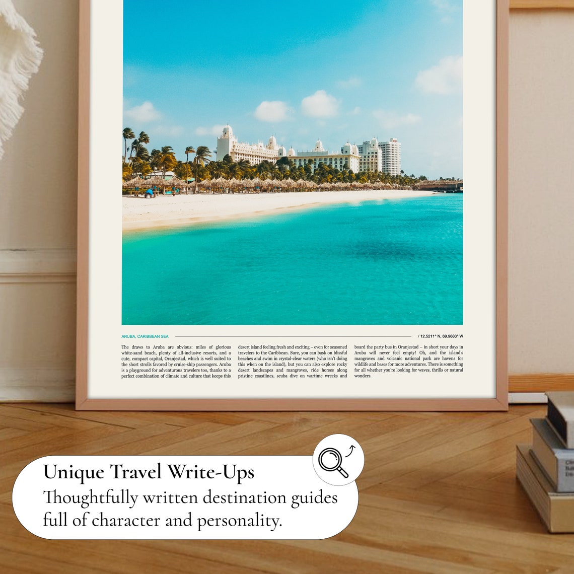 Aruba White Sand Beach Palm Trees Caribbean Sea Travel Poster - Image 2