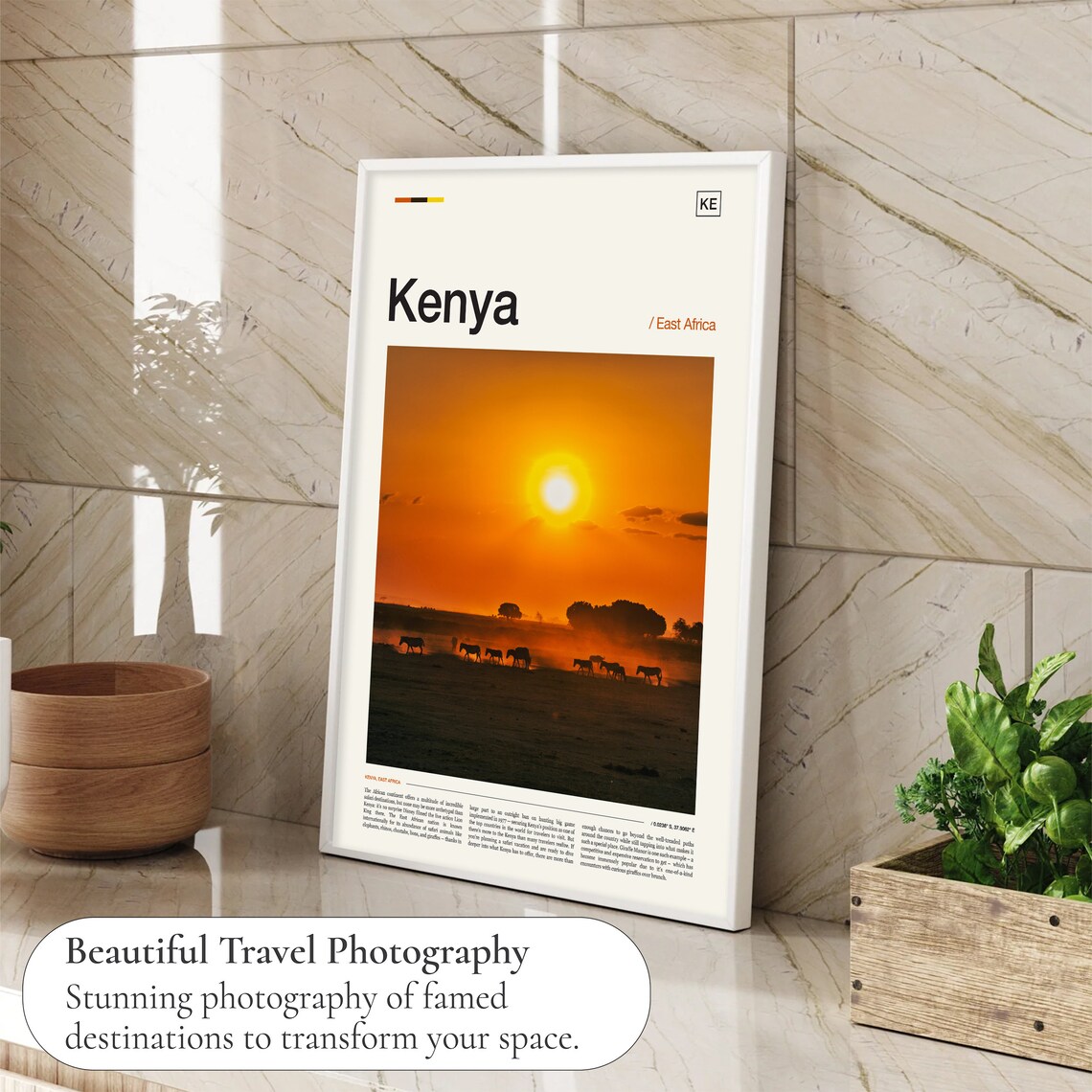 Kenya East Africa Safari Sunset Animals Silhouette Travel Poster - Image 4