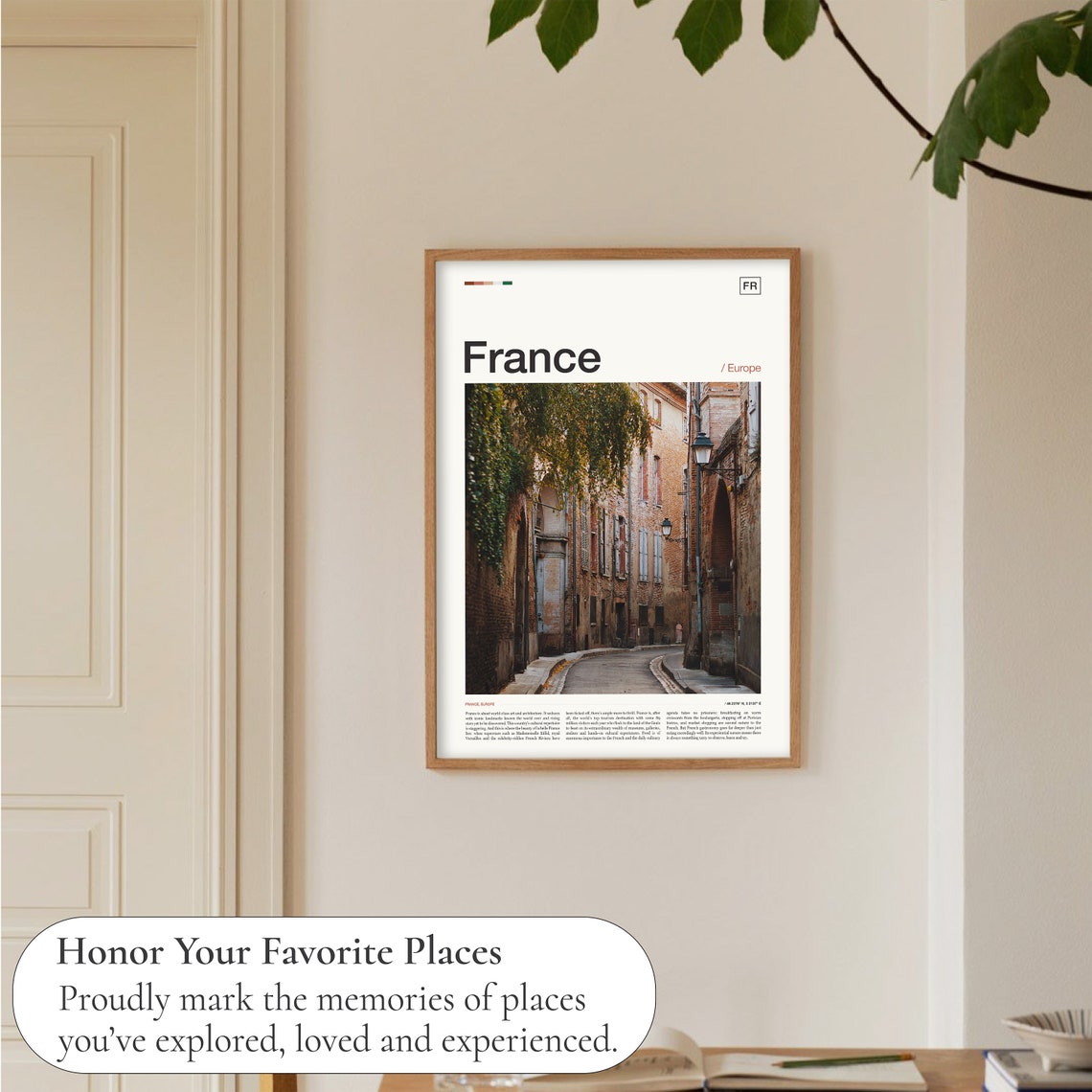 France Historic Brick Street Photography Editorial Travel Poster - Image 5