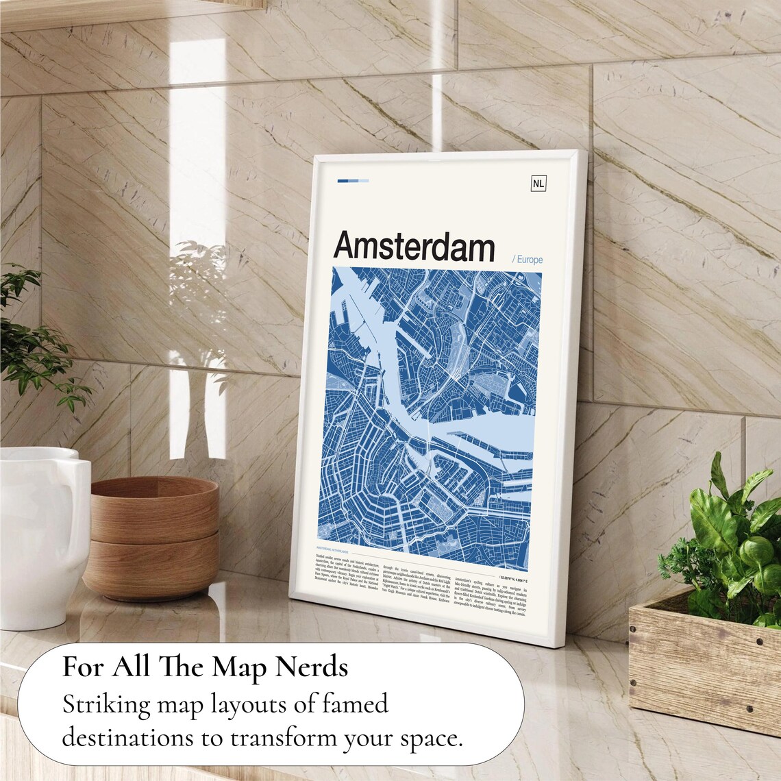 Amsterdam Europe Dark Blue Canal Ring City Map Travel Poster - Image 4
