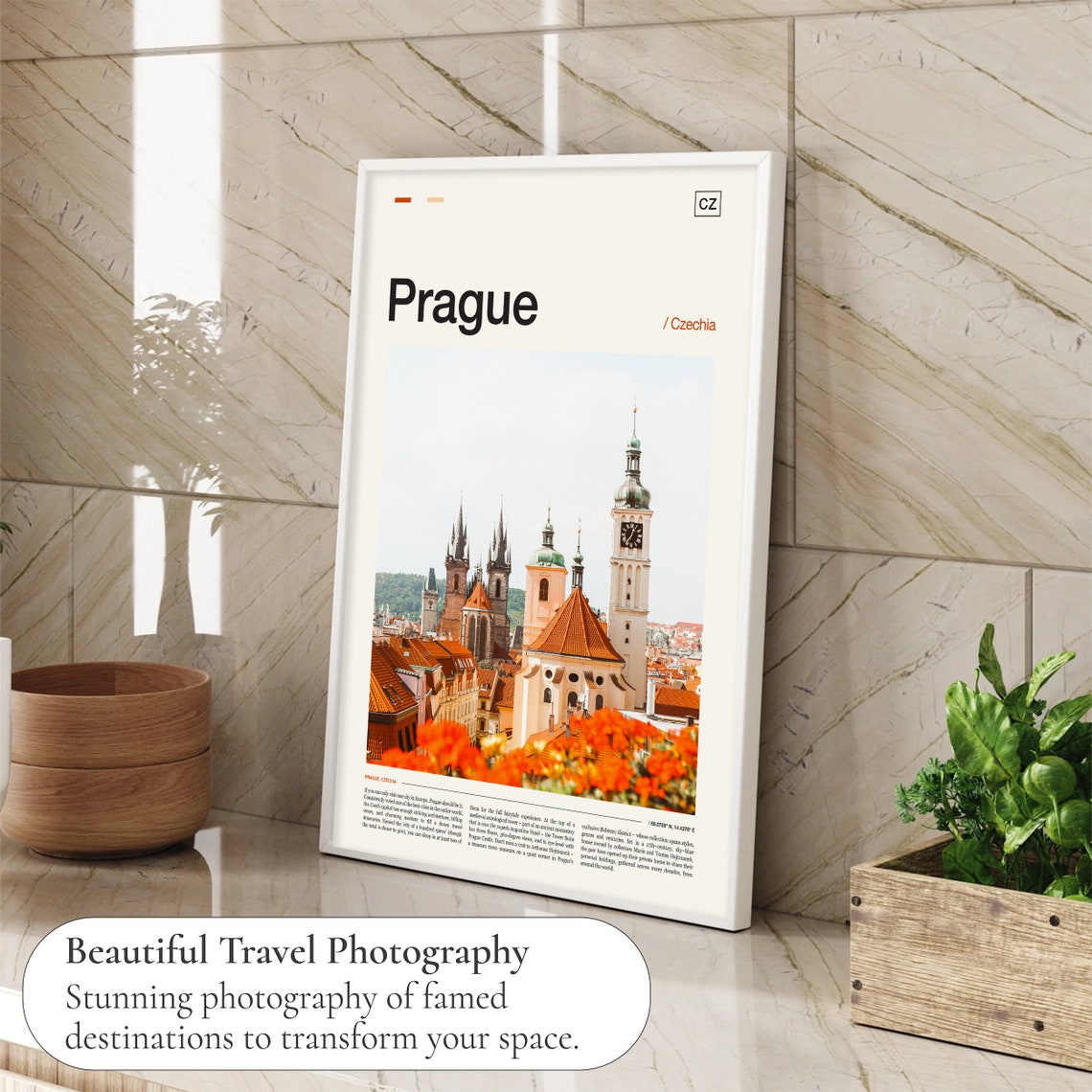 Prague Czechia Old Town Towers Spires Editorial Travel Poster - Image 4