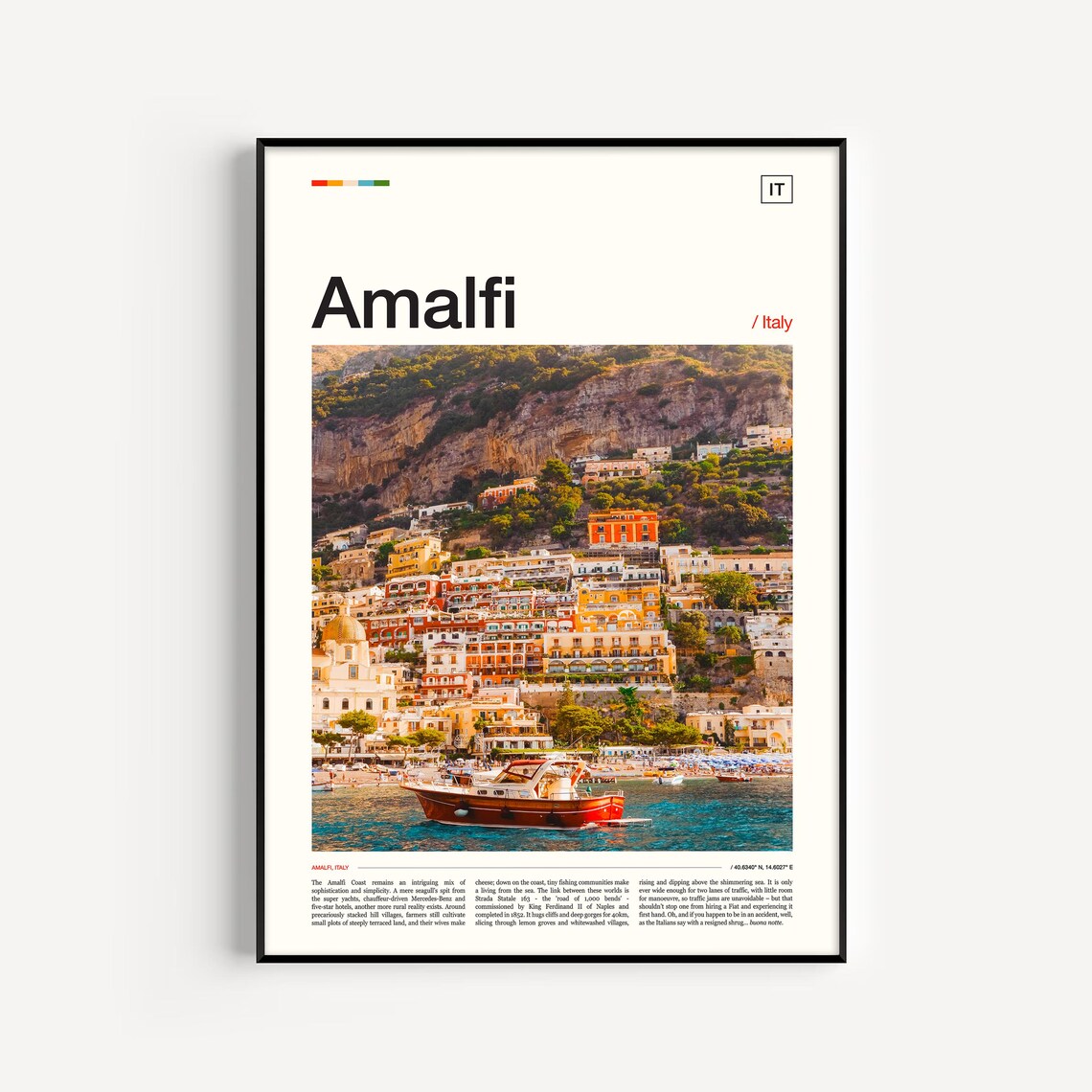 Amalfi Travel Poster, Italy Coast Wall Art