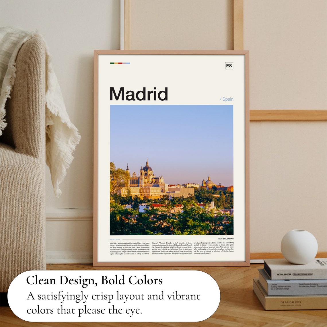 Madrid Spain Cathedral Sunset Skyline Golden Light Photo Poster - Image 3