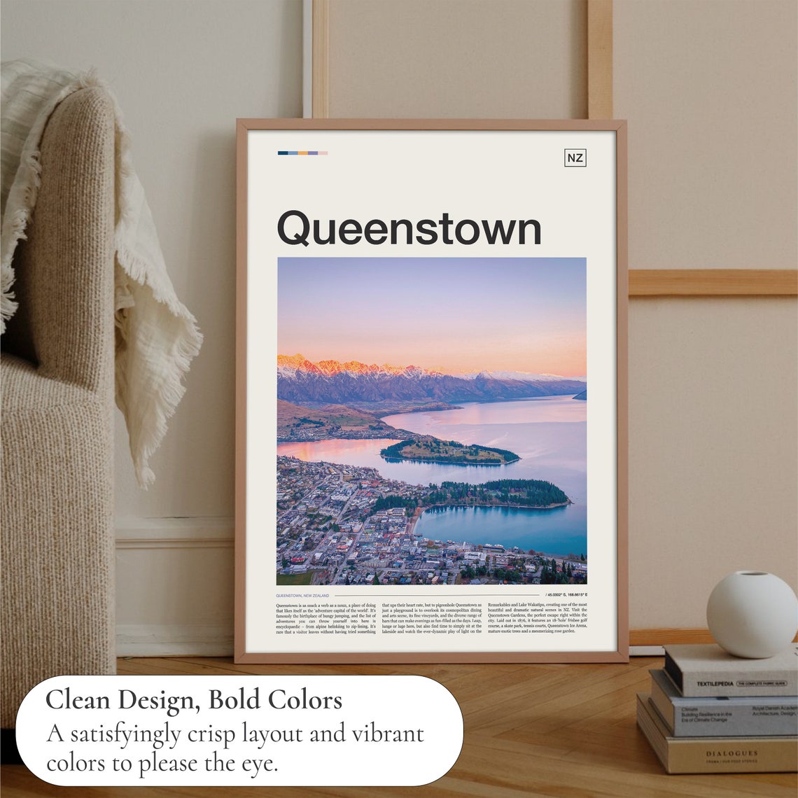 Queenstown New Zealand Sunrise Lake Wakatipu Mountain View Poster - Image 3