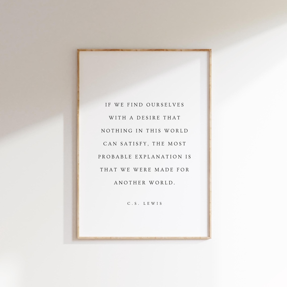 C.S. Lewis Made For Another World Quote Minimal White Wall Poster