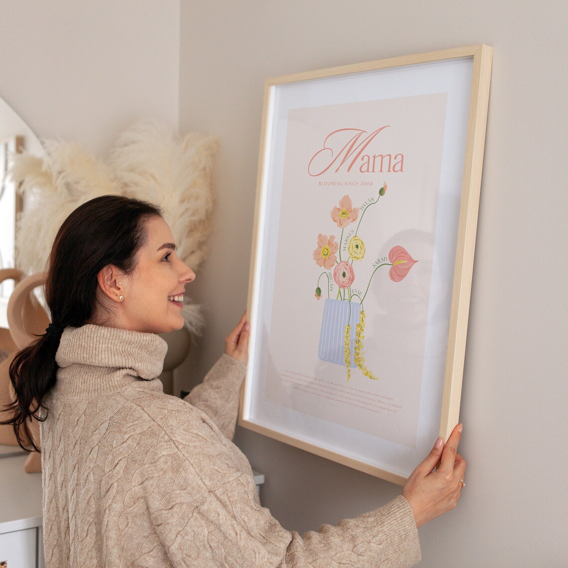 Mama Blooming Since 2004 Personalized Floral Names Mothers Day Poster - Image 3