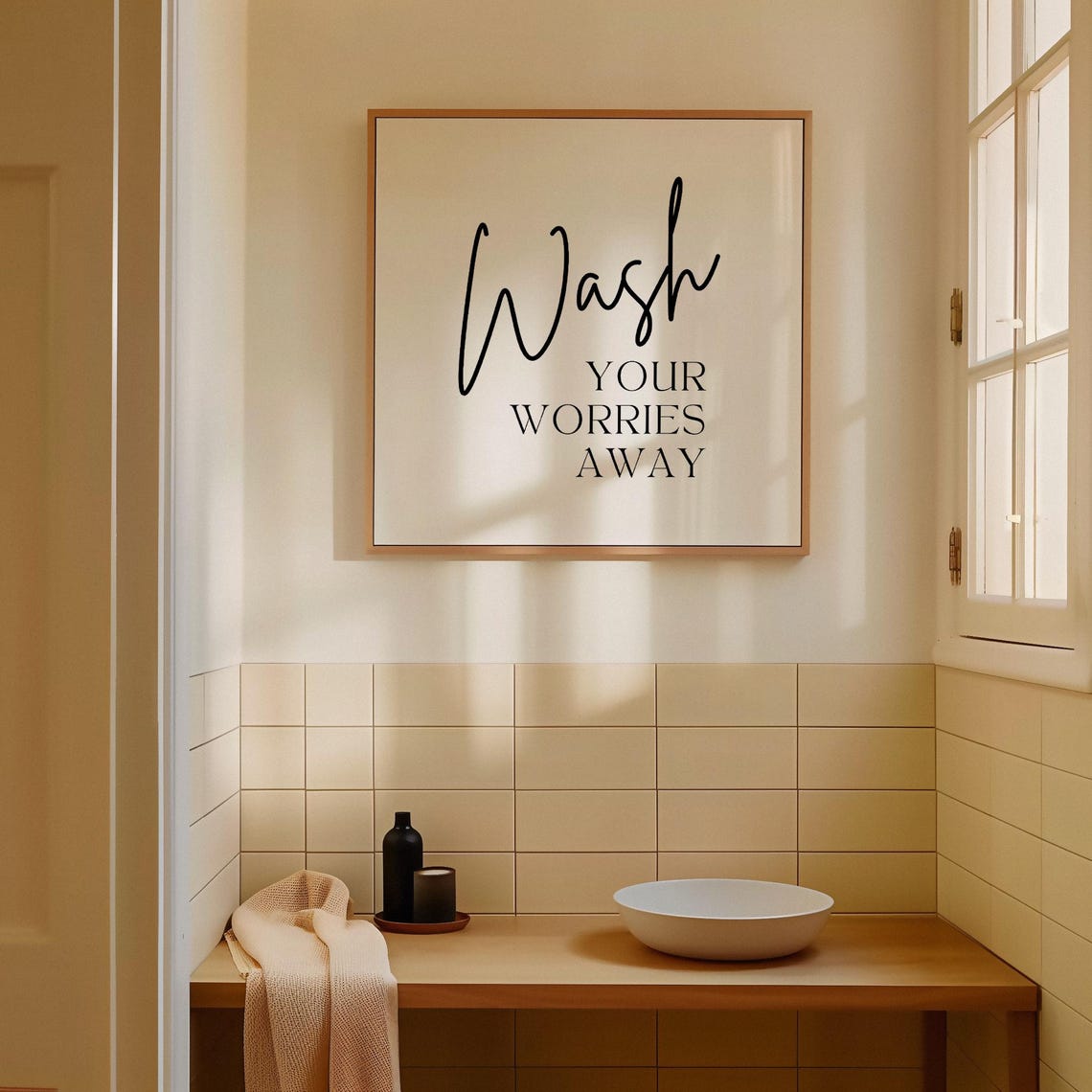 Wash Your Worries Away Bathroom Quote Art Print - Image 3