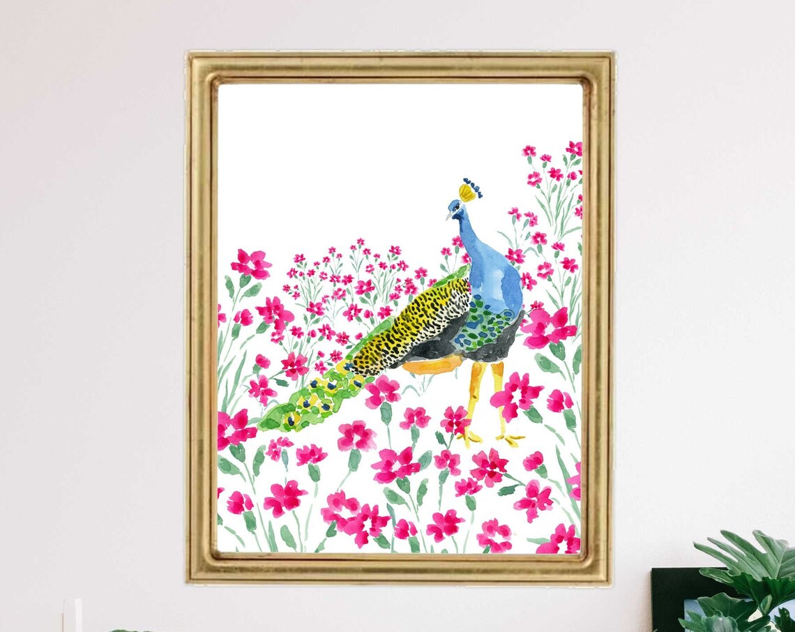 Peacock Bohemian Wall Art Print, Tropical Bird - Image 3