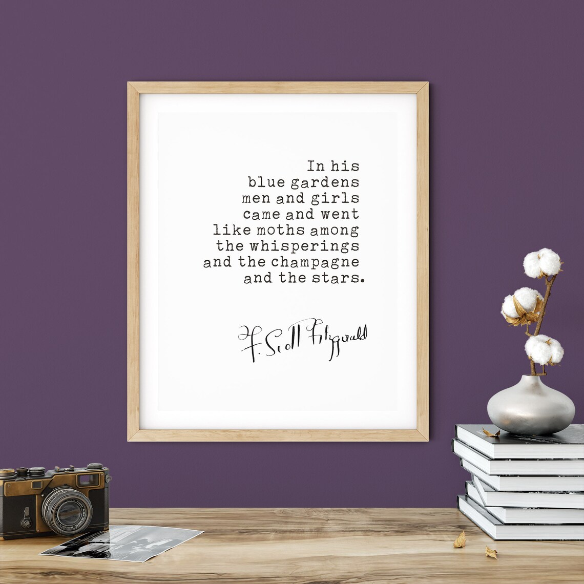F Scott Fitzgerald The Great Gatsby Blue Gardens Typewriter Quote Poster - Image 4
