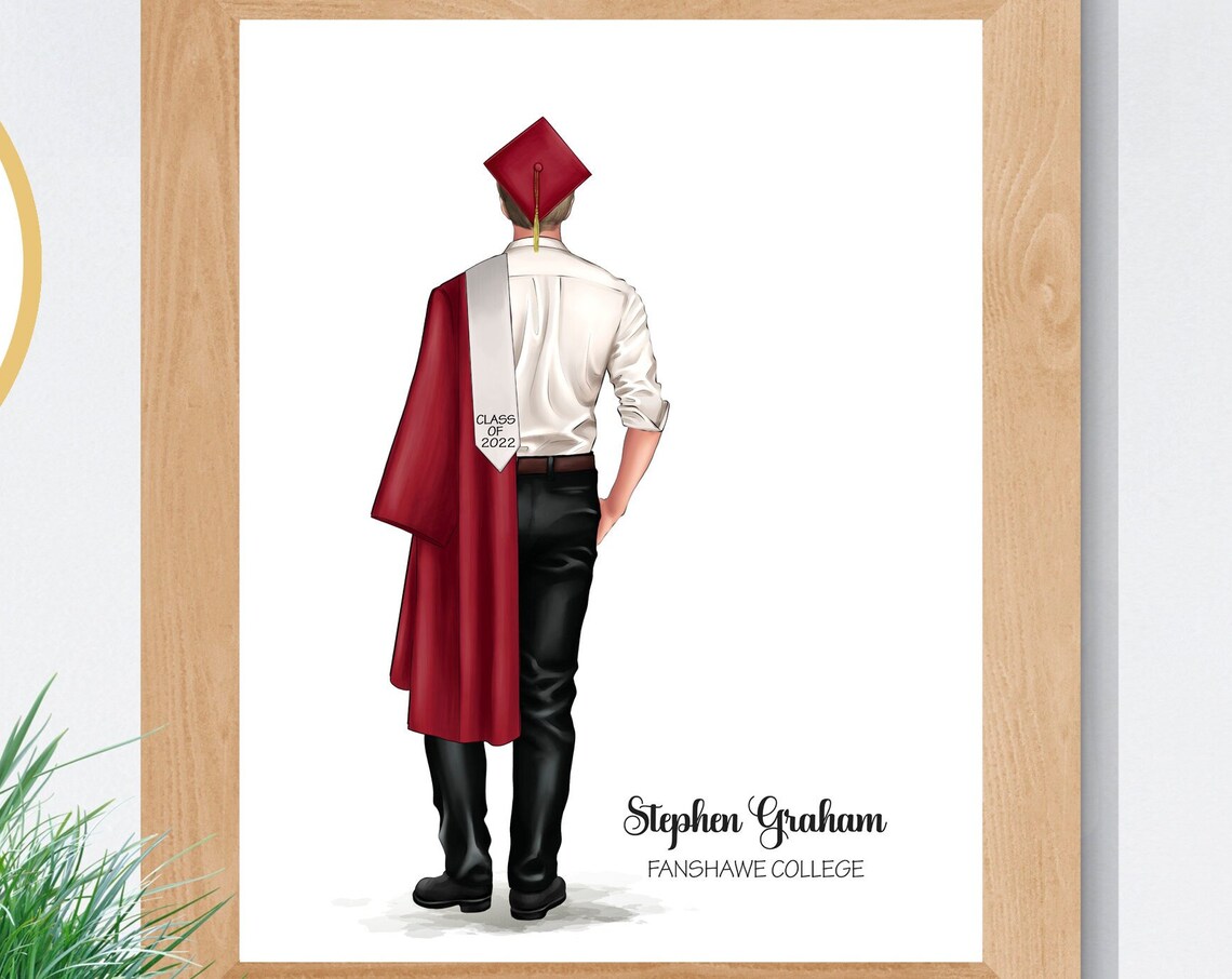 Class Of 2022 Male Graduate Red Cap And Gown Fanshawe College Poster