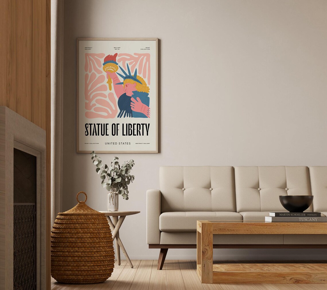 Statue Of Liberty United States Abstract Torch Pink Art Poster