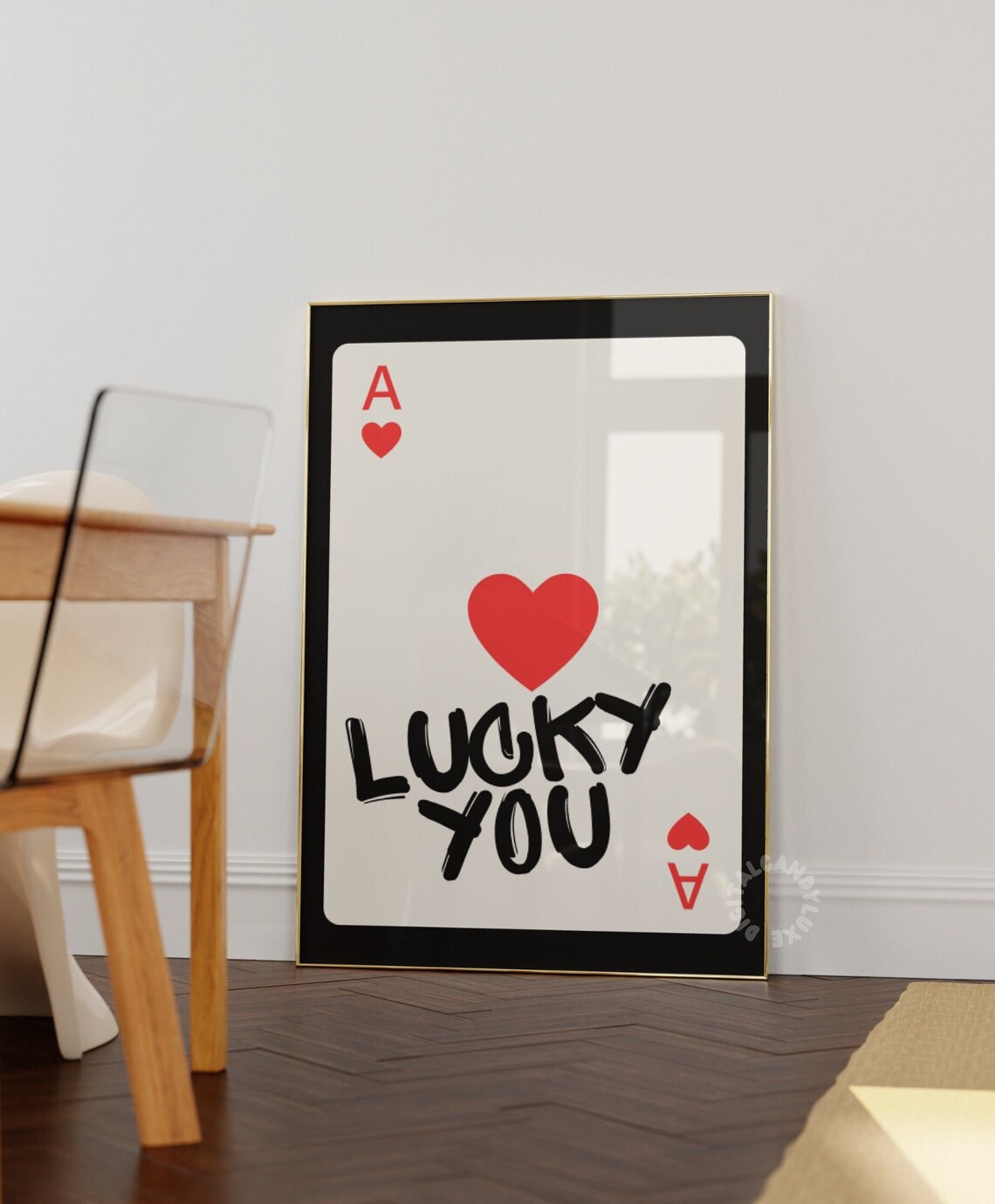 Lucky You Playing Card Retro Art Print