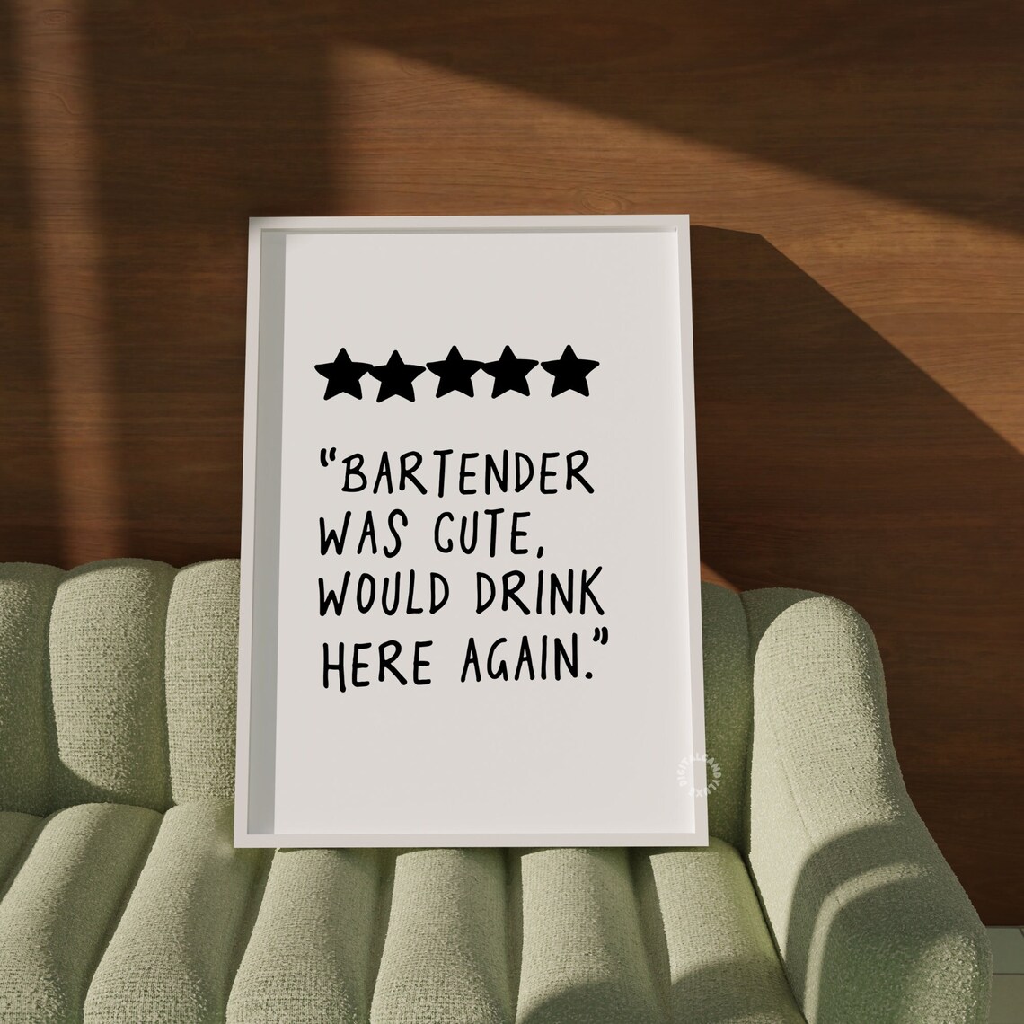 Bartender Was Cute Quote Prints, Kitchen Bar Cart Decor