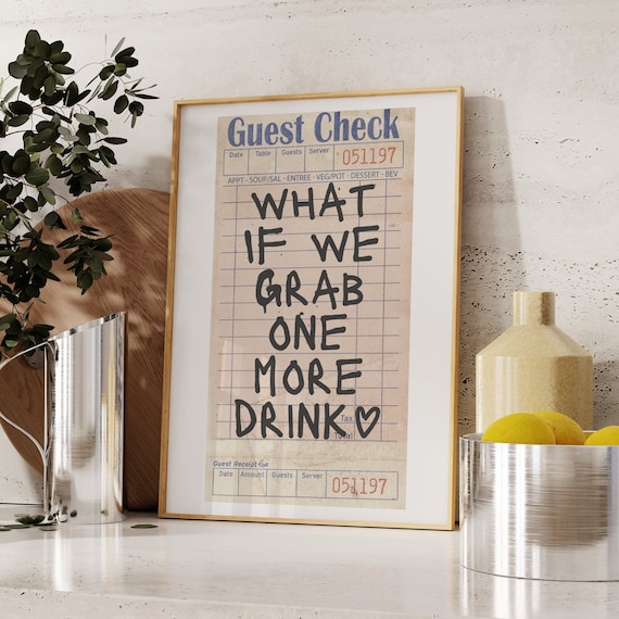 Bar Cart Decor Trendy Guest Check Art Print