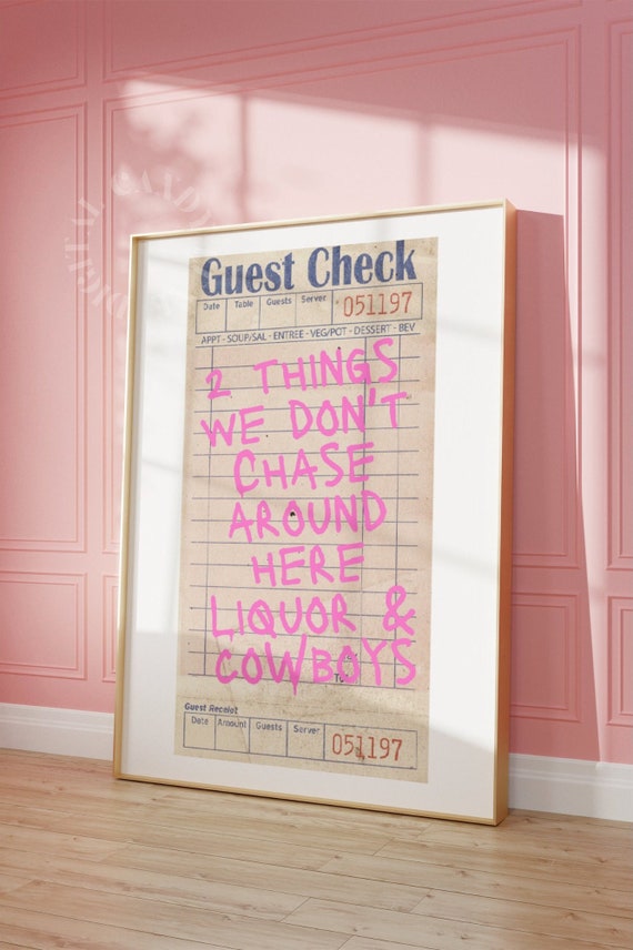 Liquor Cowboys Guest Check, Coastal Cowgirl Poster Print