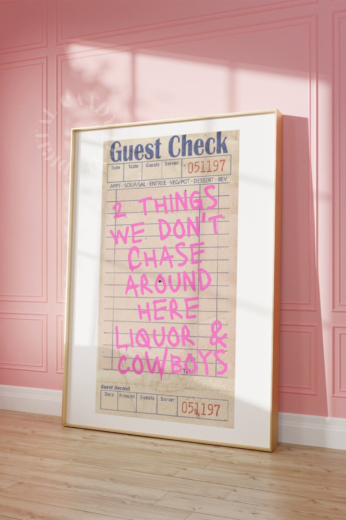 Liquor Cowboys Guest Check, Coastal Cowgirl Poster Print