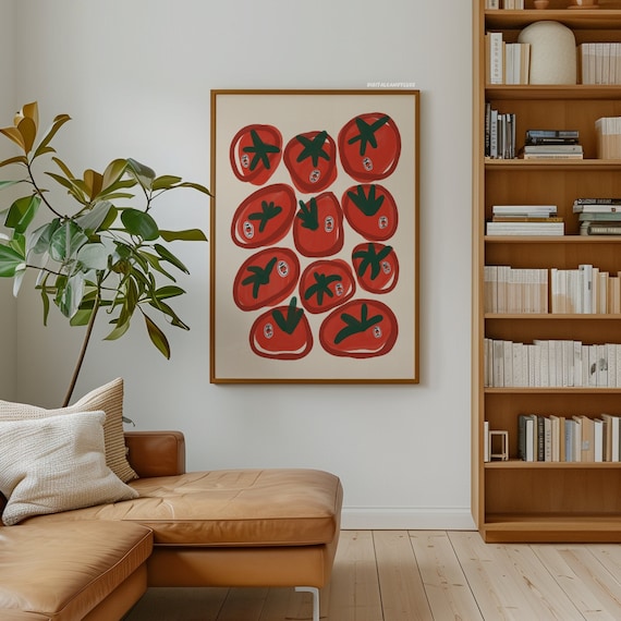 Tomato Print Kitchen Art Poster, Dining Room Decor