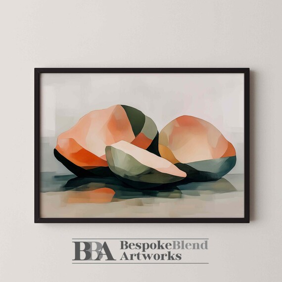 Pastel Oyster Shell Geometric Modern Coastal Painting Poster