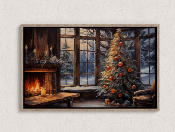 Winter Landscape Oil Painting Cozy Snowy Forest Wall Art Decor For Living Room Seasonal Artwork