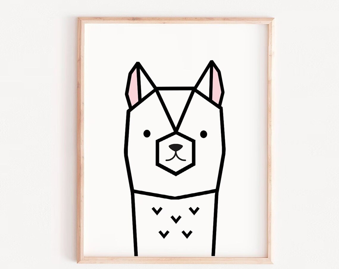 Llama Nursery Print Childs Bedroom Wall Art Illustration Alpaca Poster Peekaboo
