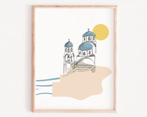Greece One-Line Travel Poster, Modern Art Print