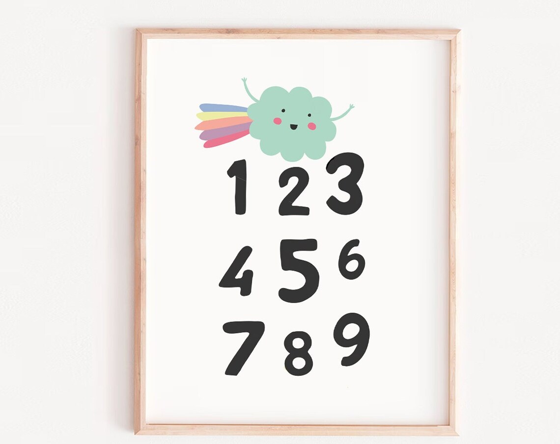 Scandinavian Numbers Nursery Poster Print