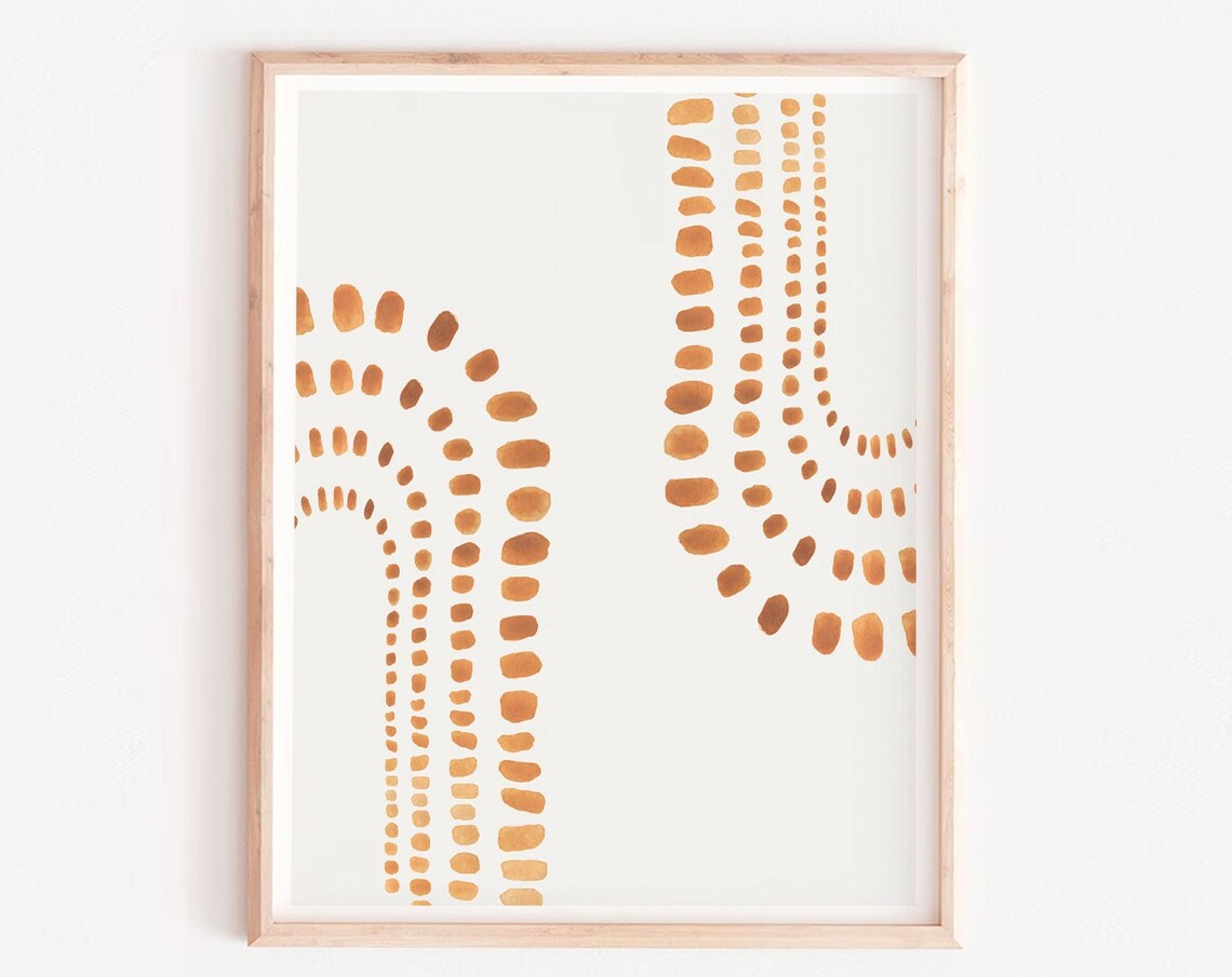 Boho Abstract Watercolor Terracotta Geometric Print