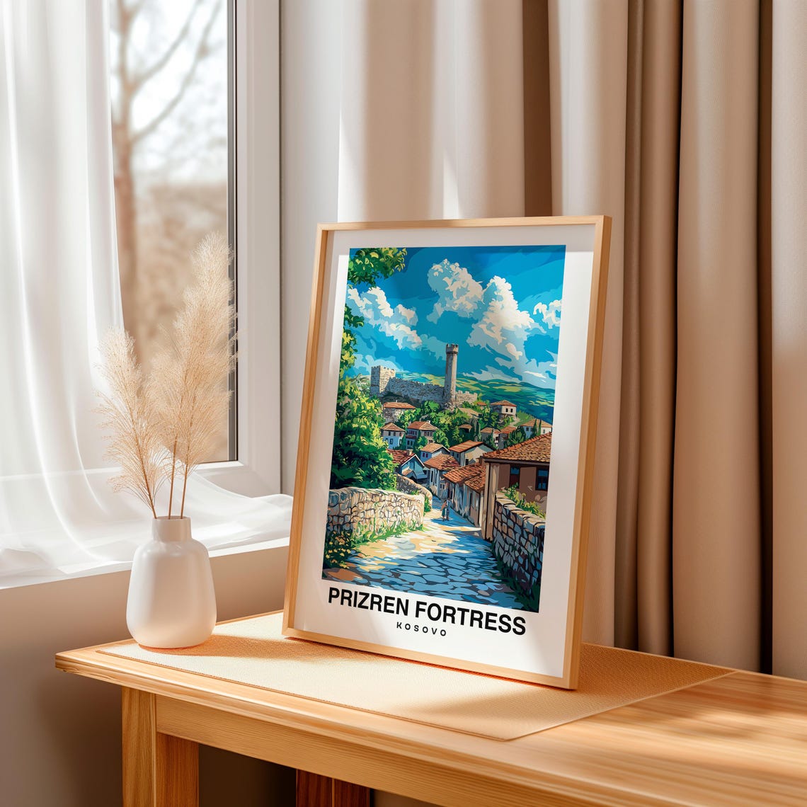 Prizren Fortress Travel Print Wall Art Prizren Kosovo City Print Prizren Fortress Travel Gift Prizren Fortress Poster - Image 3