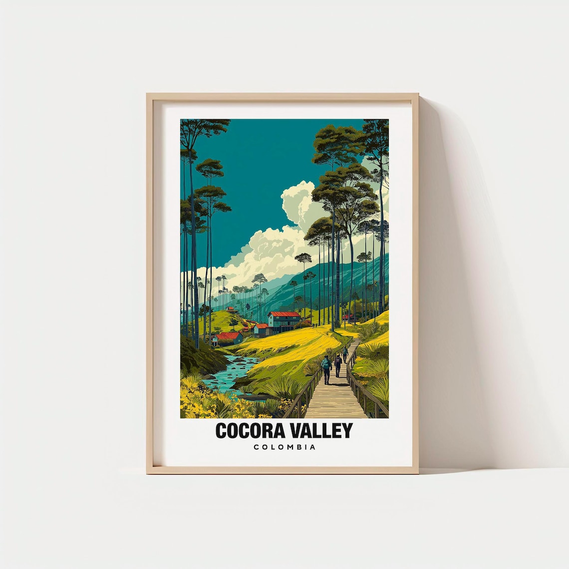 Cocora Valley Colombia Wax Palm Forest Hiking Trail Travel Poster