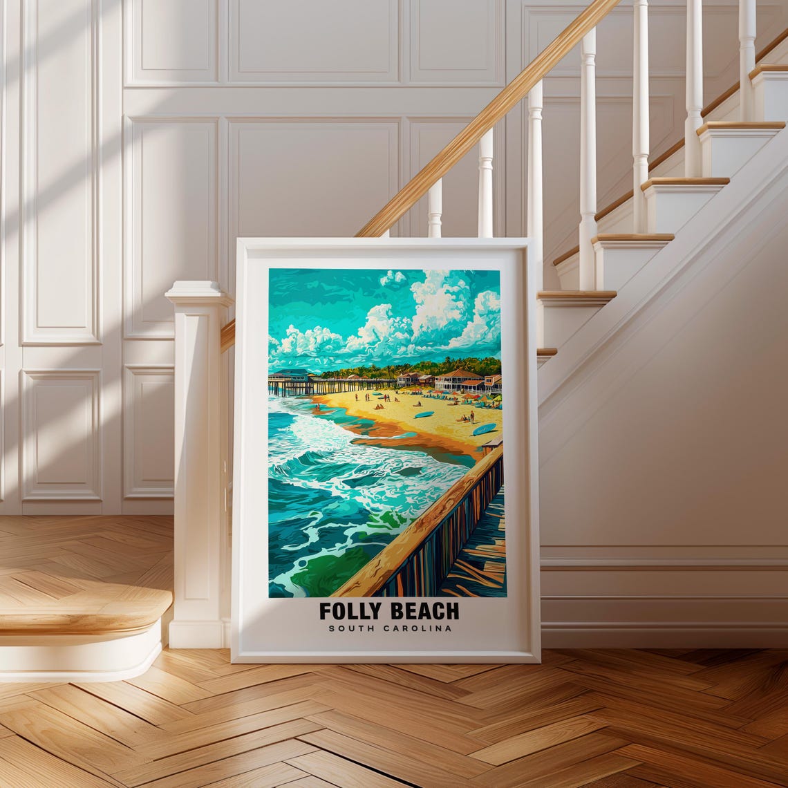 Folly Beach Print South Carolina Poster Folly Beach Views Folly Beach Landmarks Folly Beach City South Carolina Charm Folly Beach
