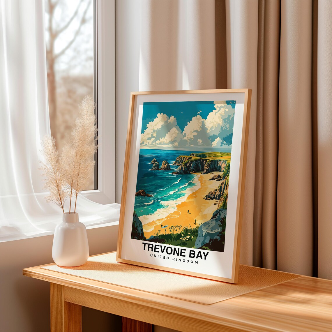 Trevone Bay Print England Poster Travel Wall Art Coastal Print Scenic Art Beach Decor Nature Print Uk Poster Travel Poster - Image 3