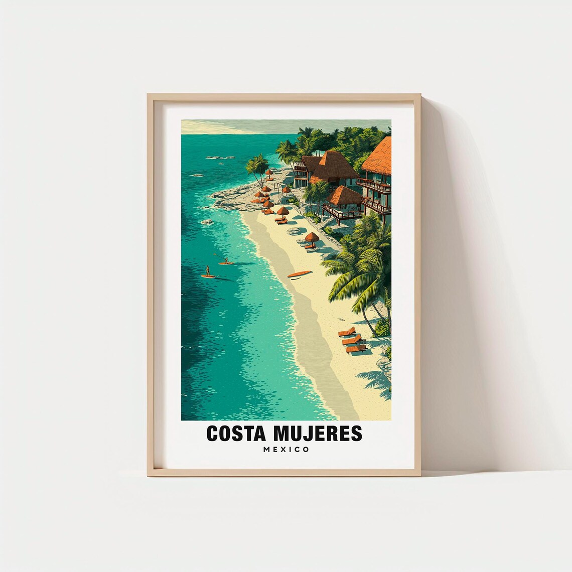 Costa Mujeres Mexico Aerial Beach Palms Tropical Resort Poster