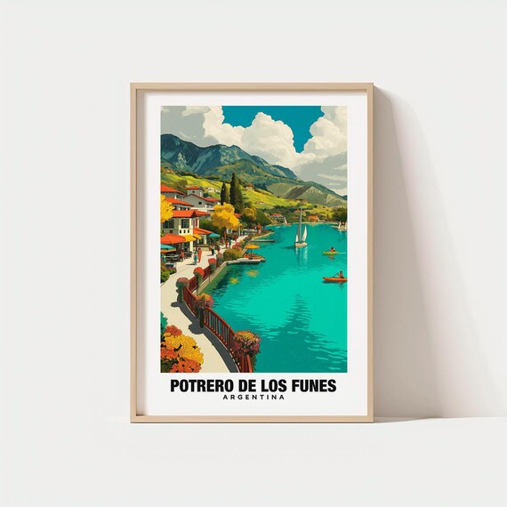 Potrero De Los Funes Print Argentina Poster Travel Wall Art Scenic Lake View Mountain Landscape Nature Decor San Luis
