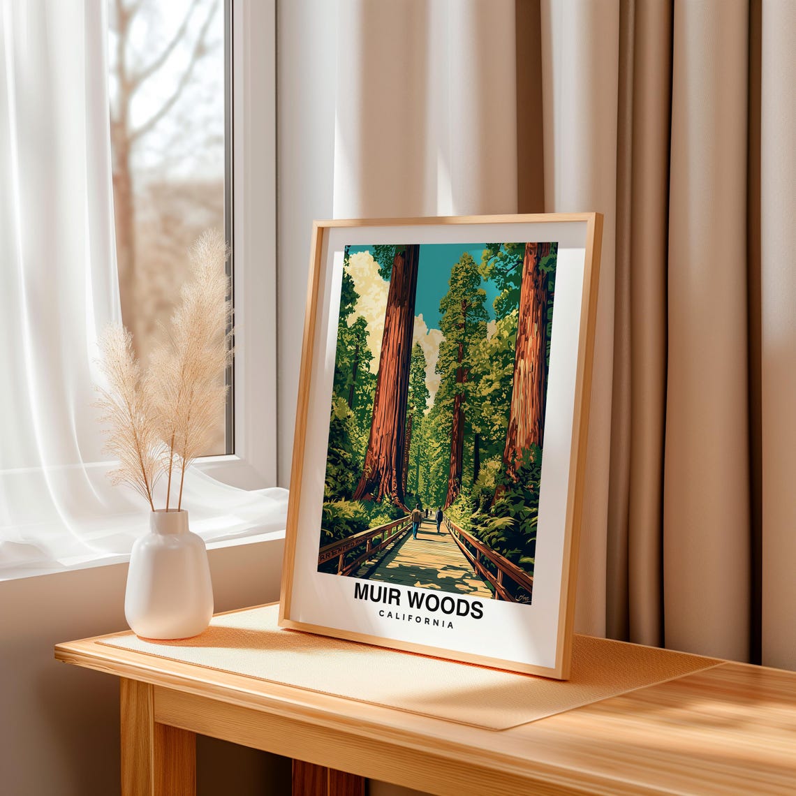Muir Woods Print Travel Poster California Art Redwood Forest Scenic Trails Natural Beauty National Park Tranquil Landscapes Usa - Image 3