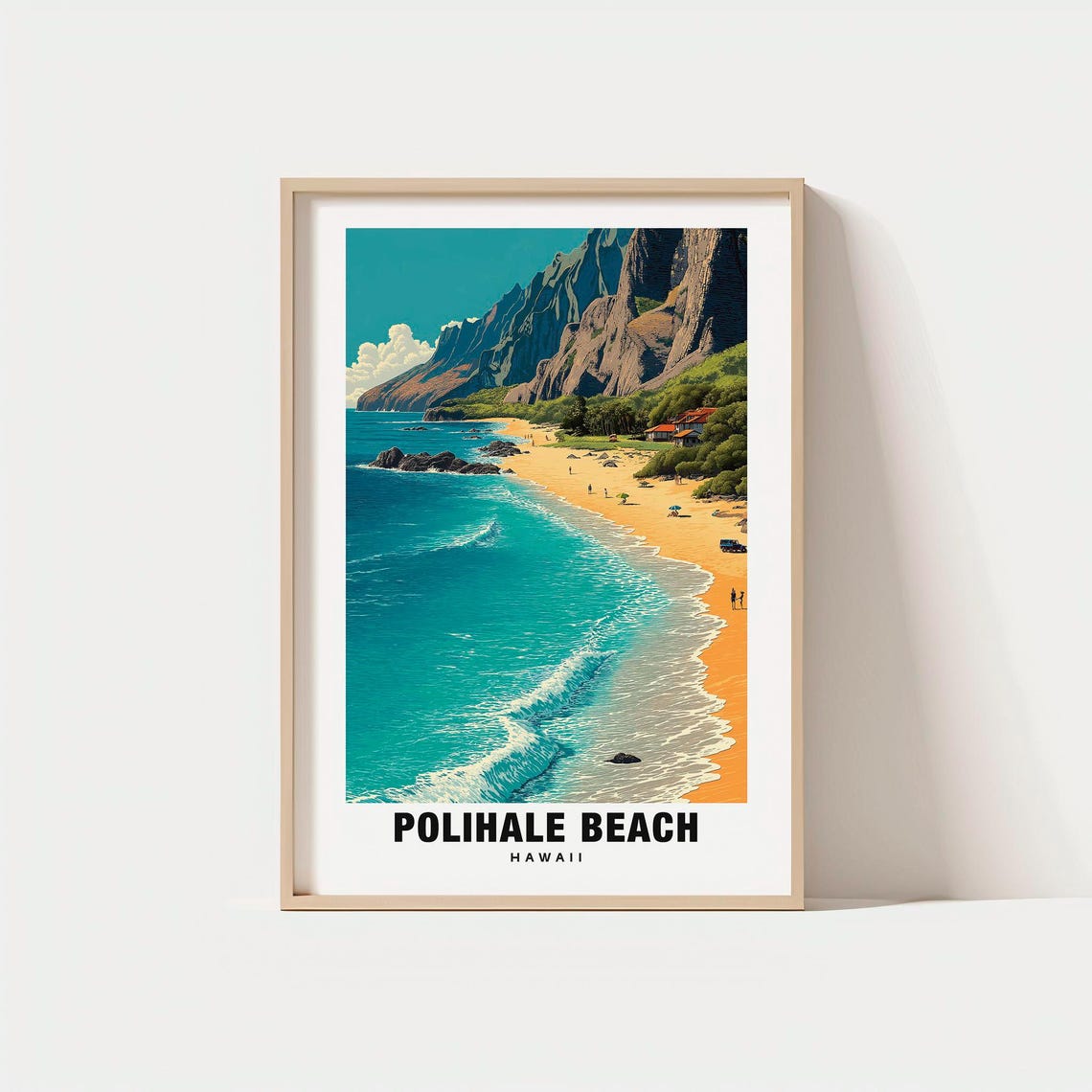 Polihale Beach Hawaii Golden Sand Cliffs Surf Secluded Shore Poster