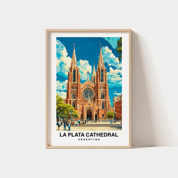 La Plata Cathedral Print Argentina Poster Travel Wall Art Historic Print Scenic Art Gothic Landmark Architectural Decor Travel Print